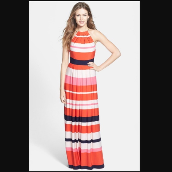 Eliza J Dresses & Skirts - Eliza J Maxi Striped Halter Dress